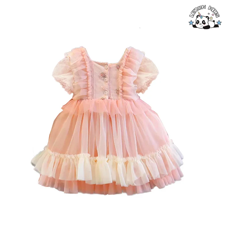 LEZONKIDS - Vestido de princesa de tule fofo personalizável de verão Lolita para meninas com baixo MOQ para crianças de 2 a 14 anos